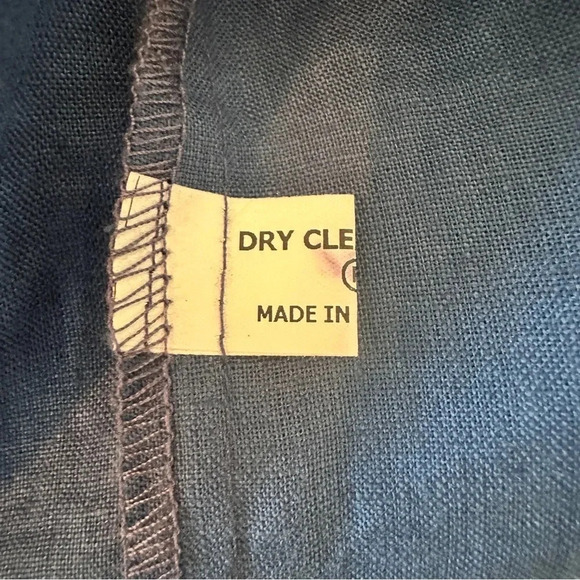 MARVIN BROWNE LONDON Spitalfields Navy Blue‎ Linen Shift Dress Pockets L - Picture 11 of 12